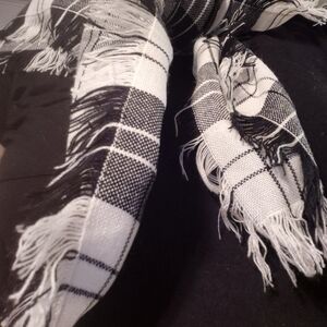 Black and White Plaid Scarf